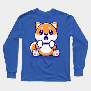 Cute Shiba Inu Dog Surprised Cartoon Long Sleeve T-Shirt